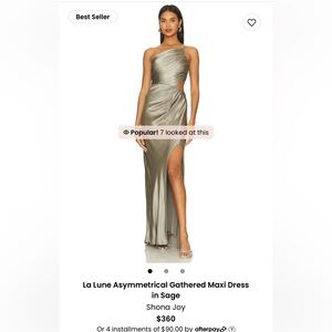 Shona Joy La Lune Asymetrical Gathered Maxi Dress in Sage size 6